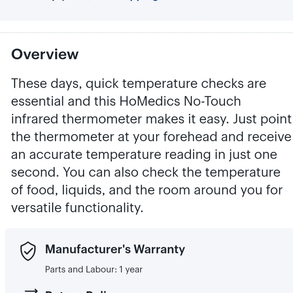 New HoMedics No Touch Infrared Thermometer - Picture 6 of 8